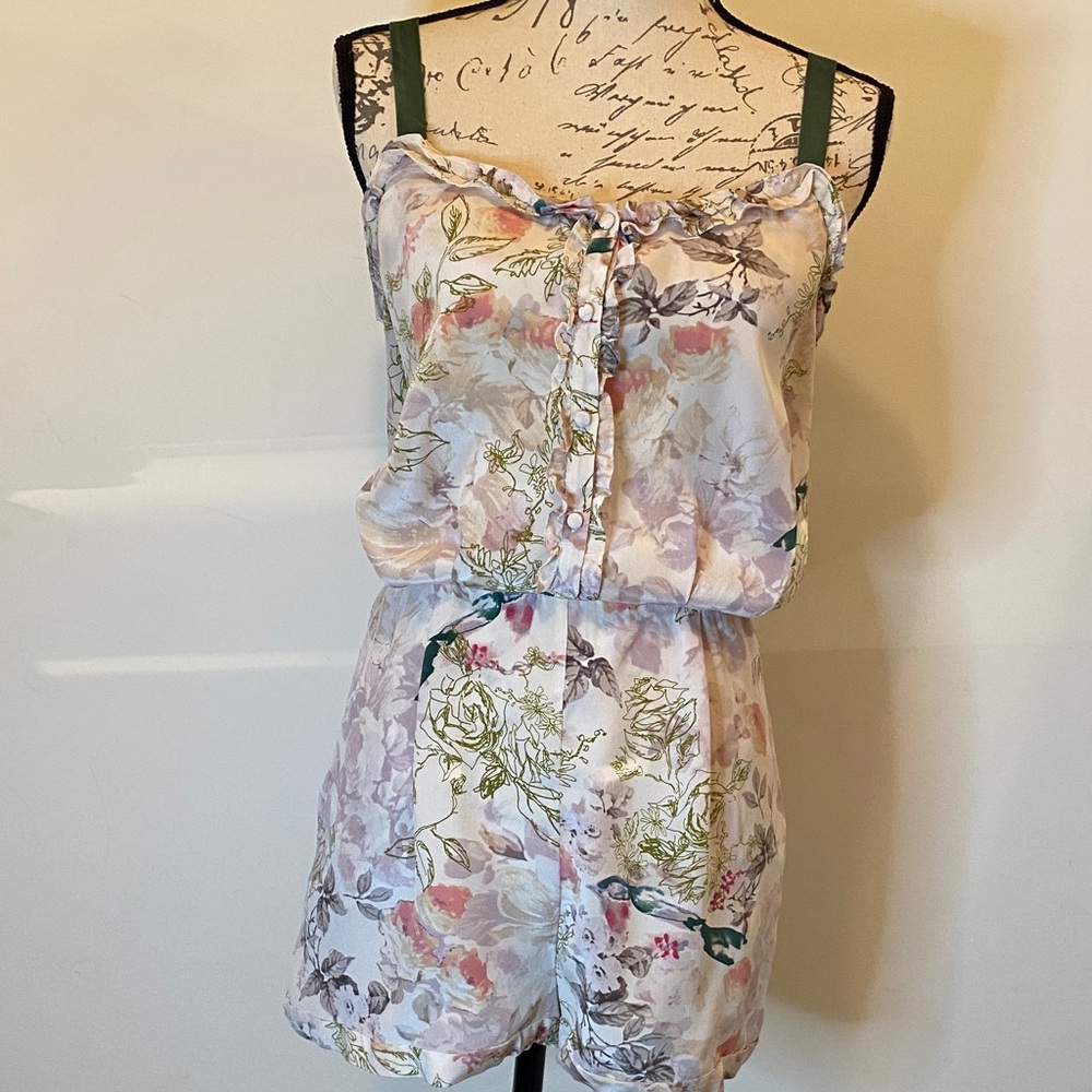 Feather Bone by Anthropologie Pajamas Pastel Floral one piece shorts romper